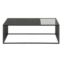 Bendt Salontafel 'Esme' Marmerlook en rookglas, 120 x 60cm, kleur zwart - thumbnail