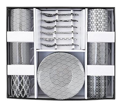 Zwart/Witte Espresso Set - Nippon Black - 6-Delig - 80ml 5x5.4cm