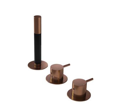 Inbouw Badrandcombinatie Hotbath Cobber Met 2-weg Omstel Geborsteld Koper PVD (incl. Handdouche)