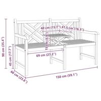 Bank Anders Bruin 150 x 60 x 90 cm Massief teakhout - thumbnail
