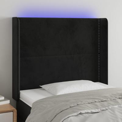 Hoofdbord LED 93x16x118/128 cm fluweel zwart - thumbnail