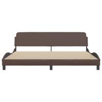 Bedframe met hoofdbord kunstleer bruin 200x200 cm - thumbnail