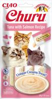 INABA Churu Tonijn met Zalm - Kattensnoepje - 4x14 g - thumbnail