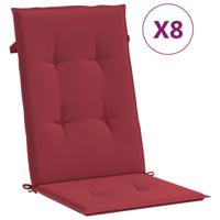 Tuinstoelen 8 st verstelbaar met kussens massief teakhout - thumbnail
