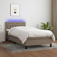 Boxspring met matras en LED stof taupe 90x190 cm - thumbnail