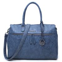 Trendy PU handtas schoudertas FABIANA D. Blauw - thumbnail