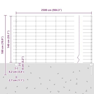 VidaXL Hek met paal zilver 1,4 x 25 m staal