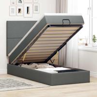 Ottoman bed met matras 90x190cm stof donkergrijs - thumbnail