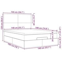 Ottoman bed met matrassen 140x190cm fluweel roze - thumbnail