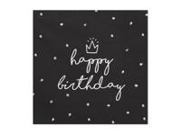 Servetten Happy birthday King Zwart/Wit - 20 Stuks - thumbnail