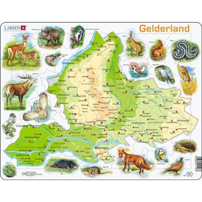 Larsen Maxi Kaart Gelderland Geografisch met Dieren 61 stukjes