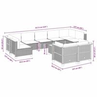9-delige Loungeset met kussens poly rattan beige - thumbnail