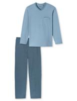 Schiesser Pyjama blue met V-hals - thumbnail