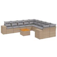 11-delige Tuinset met kussens poly rattan beige - thumbnail