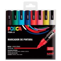 Set Viltstiften Uni-Ball POSCA Basic PC-5M Multicolour 8 Onderdelen (8 Stuks) - thumbnail