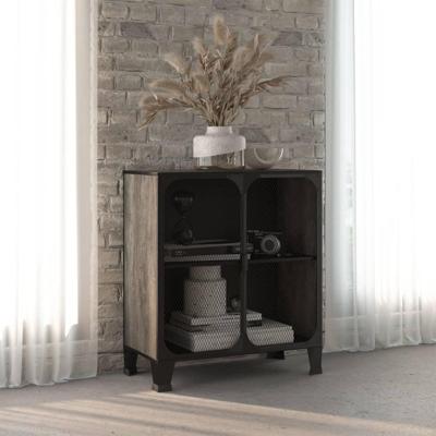 Opbergkast 72x36x82 cm metaal en MDF grijs