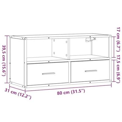 Tv-meubel 80x31x39,5 cm bewerkt hout metaal bruin eikenkleurig
