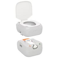 VidaXL Campingtoilet draagbaar 22+12 l hdpe grijs en wit - thumbnail