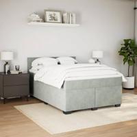 Boxspring met matras fluweel lichtgrijs 140x200 cm - thumbnail