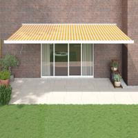 Luifel uittrekbaar 5x3 m stof en aluminium geel en wit - thumbnail