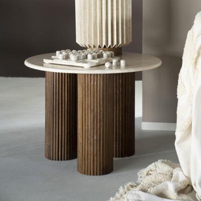 Eleonora Ronde Bijzettafel 'Xavi' Marmer en mangohout, 60cm