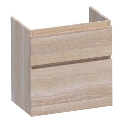 Brauer Delight - Onderkast Ondiep - 60 cm - met 2 Softclose Lades Greeploos en 1 Sifon Uitsparing - Lamellen Eiken Wit