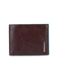 Piquadro Blue Square Men's Wallet With Flip Up With ID/Coin Pocket Mahogany - thumbnail