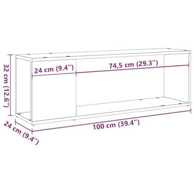 Tv-meubel 100x24x32 cm bewerkt hout artisanaal eikenkleur