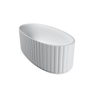 Vrijstaand Ligbad Riho Catching Waves 174x82x56.5 cm Incl. Pop Up Waste en Sifon Geribbeld Mat Wit - thumbnail