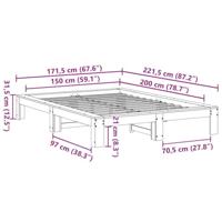 Bedframe zonder matras massief grenenhout 150x200 cm - thumbnail