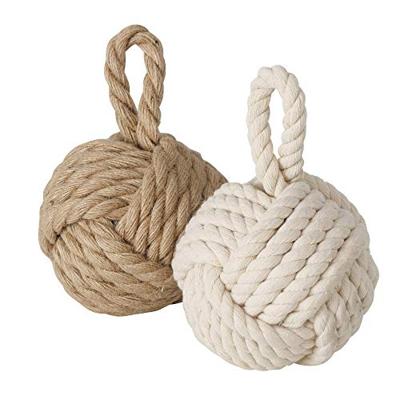 Boltze deurstopper knoop - 1.5 kilo - creme - jute - 23 x 15 cm