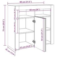 Dressoir met LED 80x35x75 cm bewerkt hout artisanaal eiken - thumbnail
