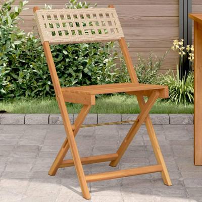 Bistrostoelen 2 st massief acaciahout en poly rattan beige Bistrostoelen 2 st massief acaciahout en poly rattan beige