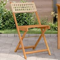 Bistrostoelen 2 st massief acaciahout en poly rattan beige - thumbnail