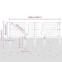 VidaXL Hek met paal grijs 0,6 x 25 m staal en pvc - thumbnail