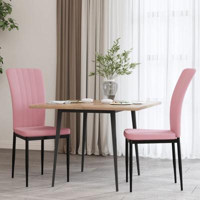 Eetkamerstoelen 2 st fluweel roze