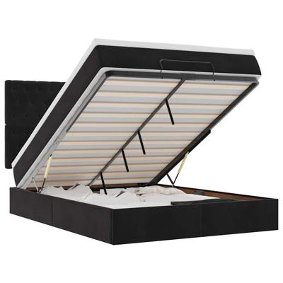 Ottoman bed met matrassen en LED's 140x190cm fluweel zwart - thumbnail
