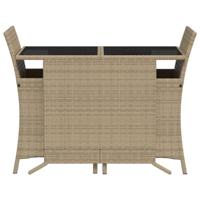 3-delige Bistroset met kussens poly rattan gemengd beige - thumbnail