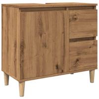 Wastafelkast 65x33x60 cm bewerkt hout artisanaal eikenkleurig - thumbnail