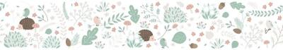 Noordwand Kids Walls Behangrand met egeltjes, vogels, paddestoelen en bloemen - 45873