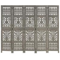 vidaXL Kamerscherm 5 panelen handgesneden 200x165 cm mangohout grijs - thumbnail
