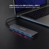 NANOCABLE 10.16.4409 - USB-C converter hub naar 3 USB-A 3.0 vrouwelijke poorten + 1 USB-C-vrouwelijke poort, aluminium, 10 cm, grijs - thumbnail