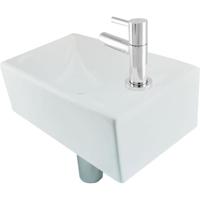 Wiesbaden Rhea XXS Fonteinset Rechts Glans Wit met Chroom Accessoires - thumbnail