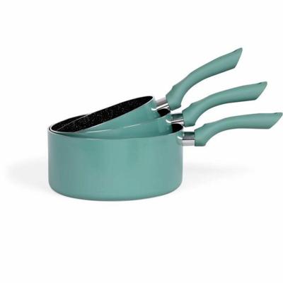 Set van 3 steelpannen - LIVOO - MEN125VS - Antiaanbaklaag van aluminium - Ø 16 - 18 - 20 cm - Dikte 2,5 mm - Handvat 16 cm