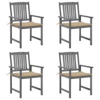 Tuinstoelen 4 st met kussens massief acaciahout grijs - thumbnail