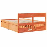 Bedframe zonder matras massief grenenhout wasbruin 120x200 cm - thumbnail