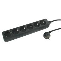 6-voudige zwarte stekkerdoos [1,5/3m kabellengte] - thumbnail