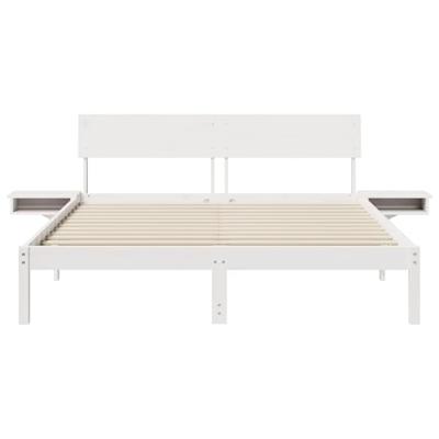 Bedframe met nachttafels Wit 150 x 200 cm Massief grenenhout
