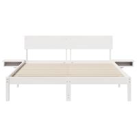 Bedframe met nachttafels Wit 150 x 200 cm Massief grenenhout - thumbnail