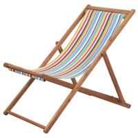 Strandstoel inklapbaar stof en houten frame meerkleurig - thumbnail